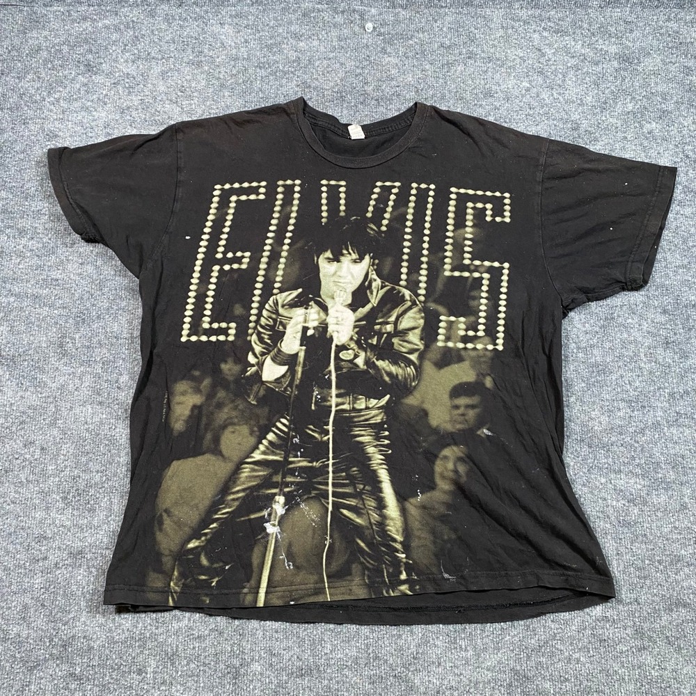 Elvis Presley 1968 Comeback Special Graphic T-Shirt Black Tultex Mens XL